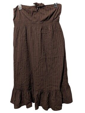 Old Navy Size Womens Large Chocolate Brown Strapless Mini Dress Gold Stripe Y2K